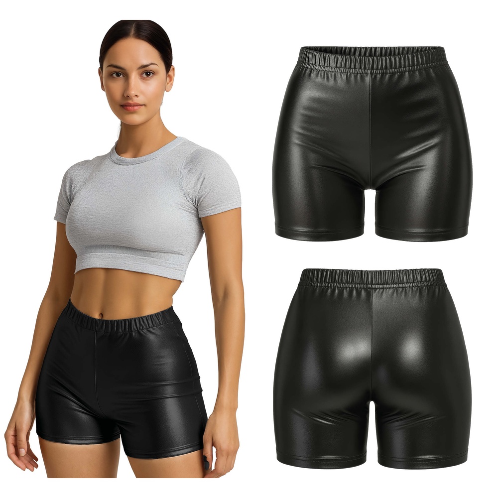 70'er Metalliske Shorts Sort | 70'erne Disco Bukser / Skørt / Shorts - Beklædning - Temashop