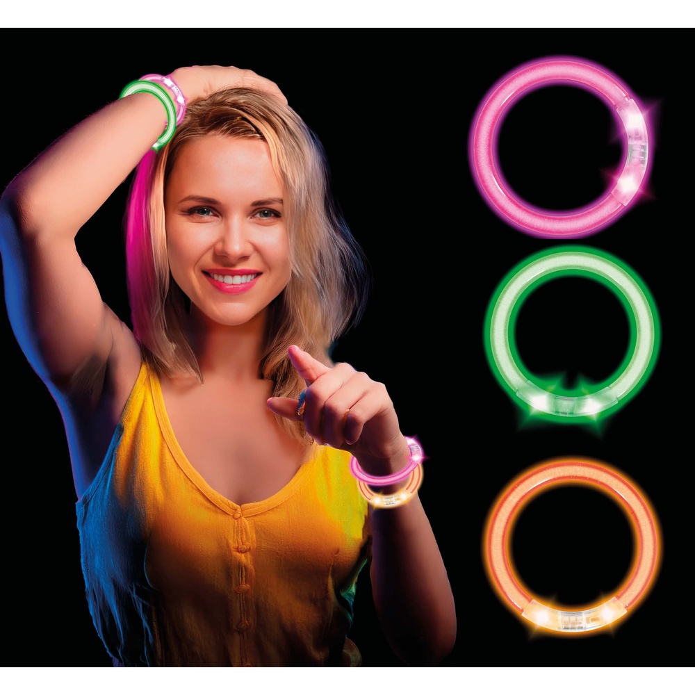 LED Armbånd Assorterede Farver (8 cm) | UV / Neon Armbånd - Beklædning - Temashop