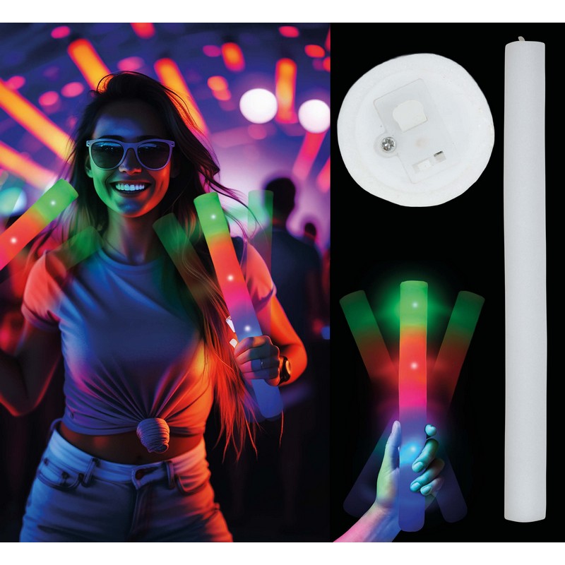 LED Skumstav Multifarvet | UV / Neon Knæklys - Festtilbehør - Temashop