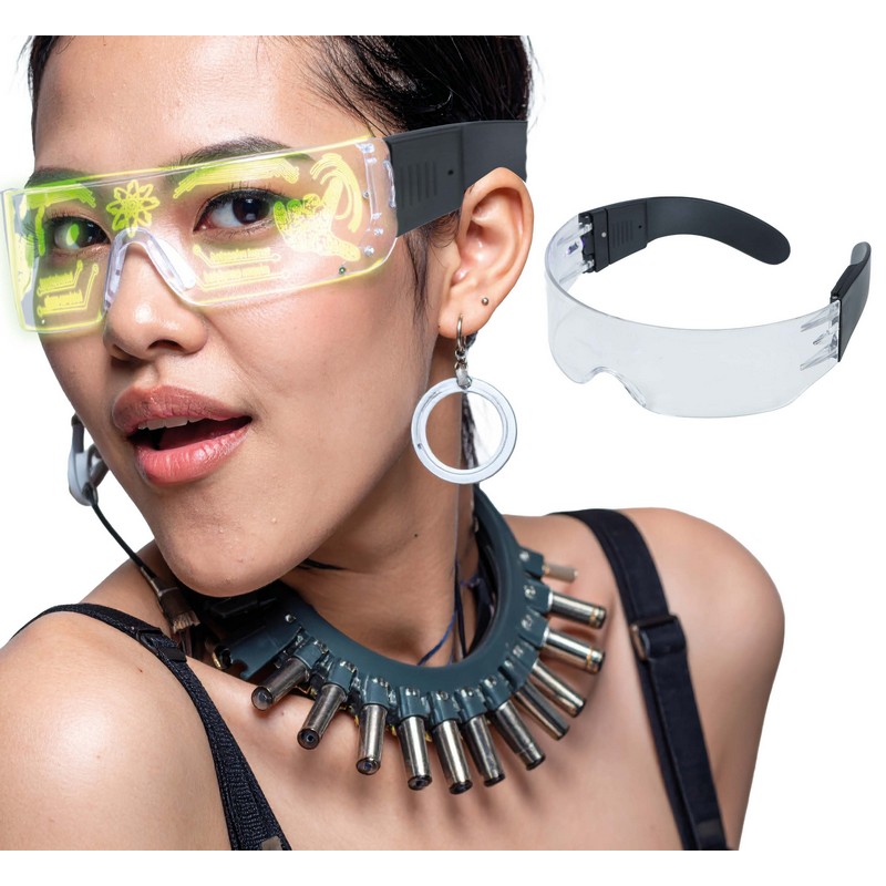 Cyber Visor LED Briller Multifarvet | UV / Neon Briller - Hovedtilbehør - Temashop