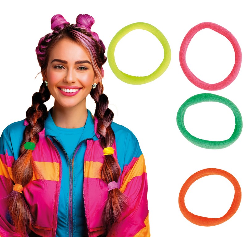 Neon Hårelastikker | 90'erne Retro Hårbøjle / Pandebånd / Hårbånd - Hovedtilbehør - Temashop