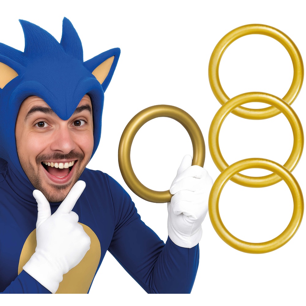 Videospil Guld Ring Rekvisit (17,5 cm) | Sonic Smykkesæt - Smykker - Temashop