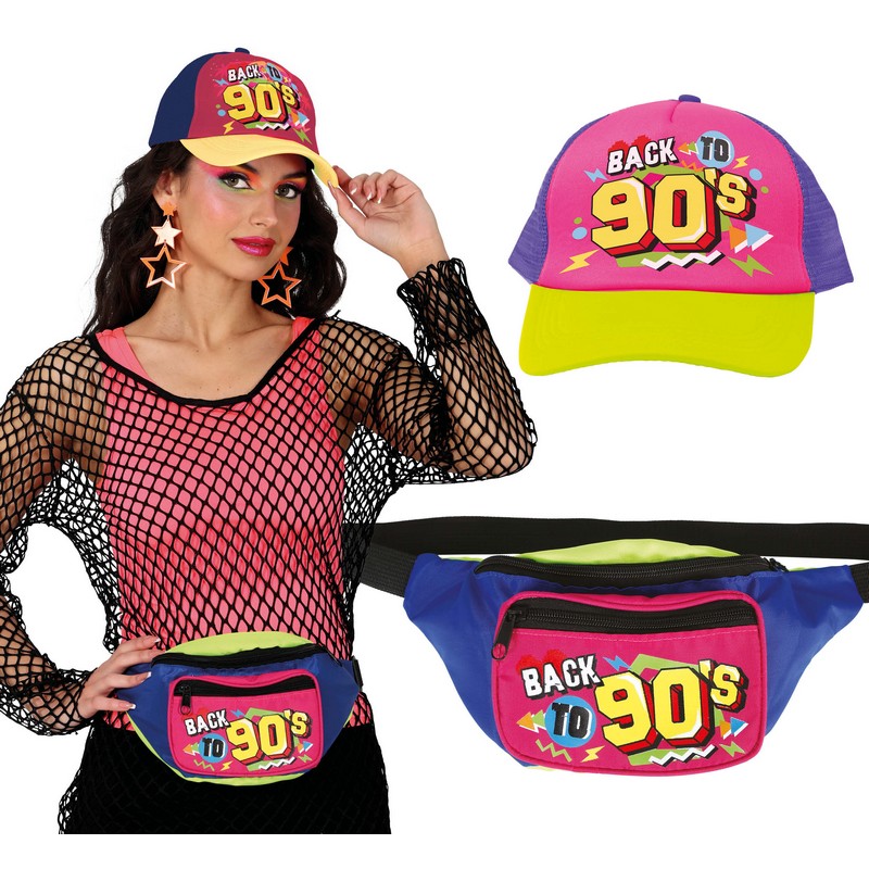 Back to 90's Kasket & Bæltetaske | 90'erne Retro Tilbehørskit - Kropstilbehør - Temashop