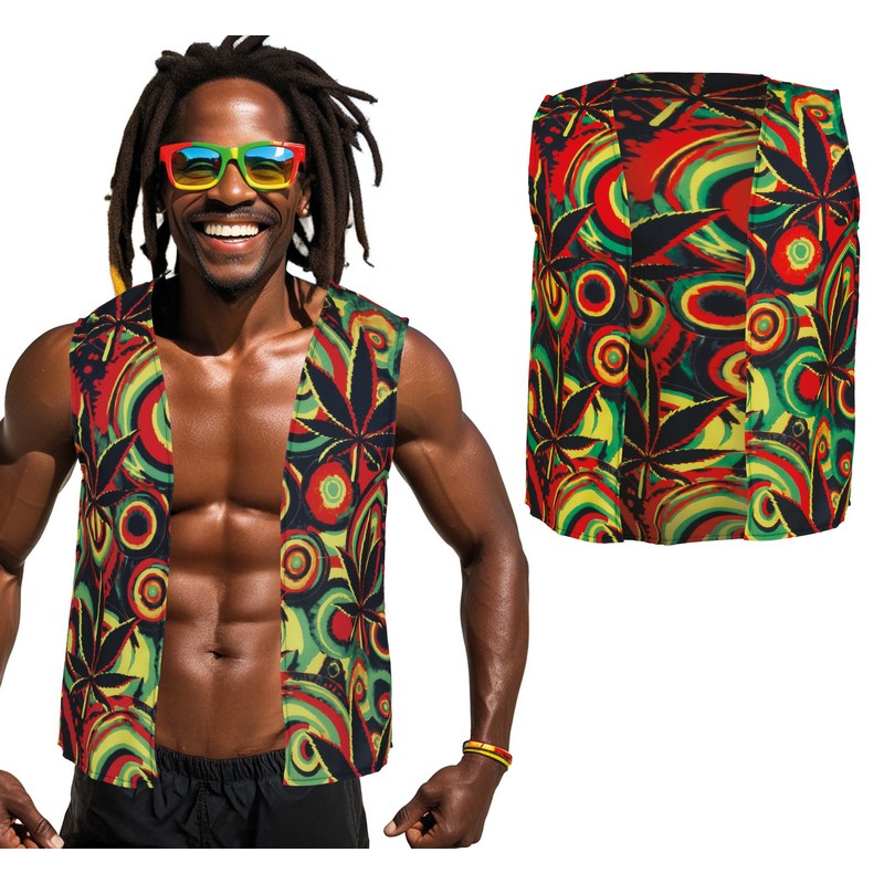 Psykedelisk Reggae Vest | Weed Overdel - Beklædning - Temashop
