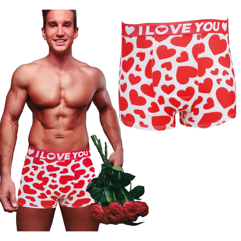 I Love You Hjerte Underbukser | Kærlighed kostume til mænd - Temashop