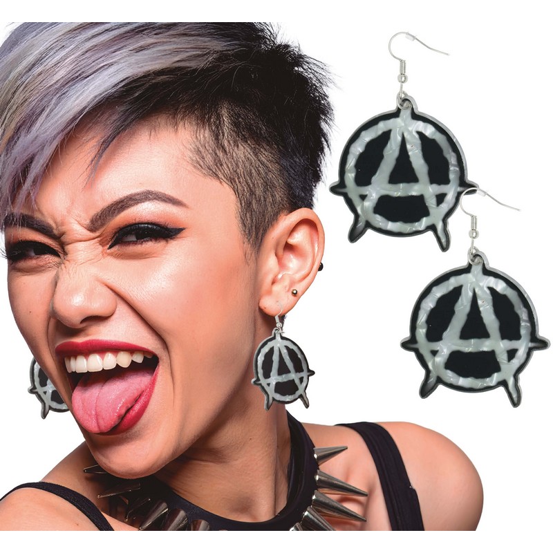 Anarki Øreringe Sort/Sølv | Punker Øreringe - Smykker - Temashop