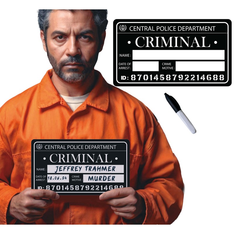 Mugshot Tavle Sort | Fange Photobooth - Festtilbehør - Temashop