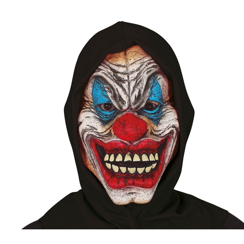 Horror Klovn Vinylmaske Med Hætte | Horror Clown Maske - Hovedtilbehør - Temashop