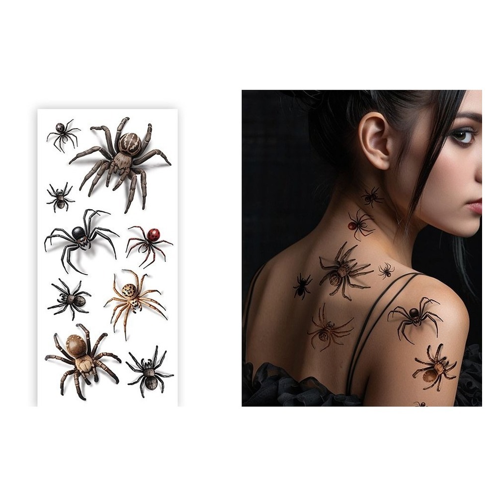 Edderkopper Falske Tatoveringer (14 x 30 cm) | Edderkop Tatoveringer - Makeup / Negle - Temashop