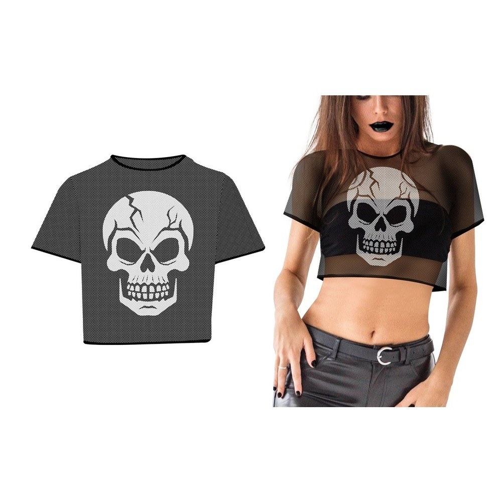 Kranie Crop Top Sort | Skelet Overdel - Beklædning - Temashop