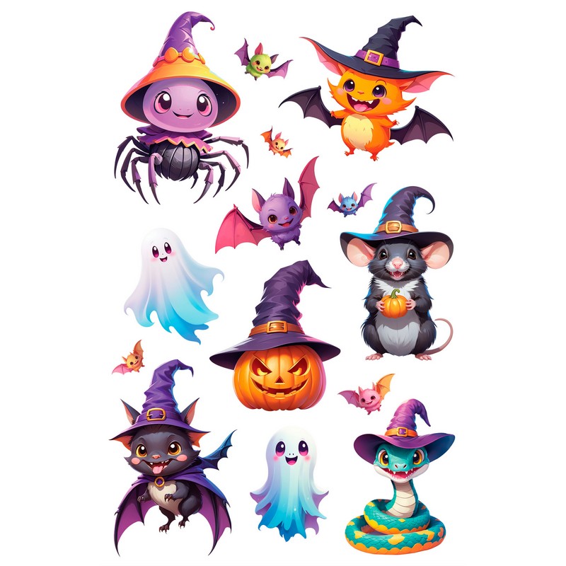 Søde Halloweenfigurer Klistermærker