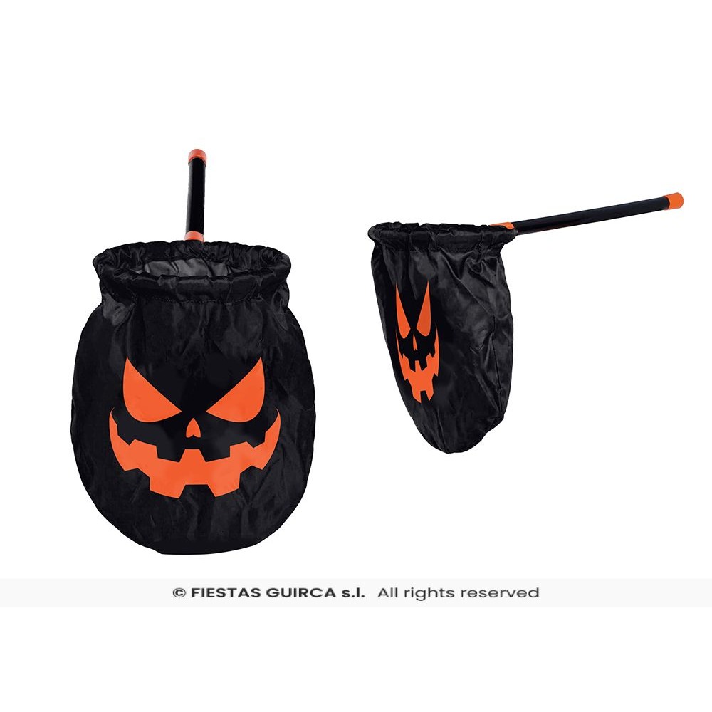 Sort Græskar Kurv Med Pind (50 cm) | Græskar Poser / Goodiebags - Festtilbehør - Temashop