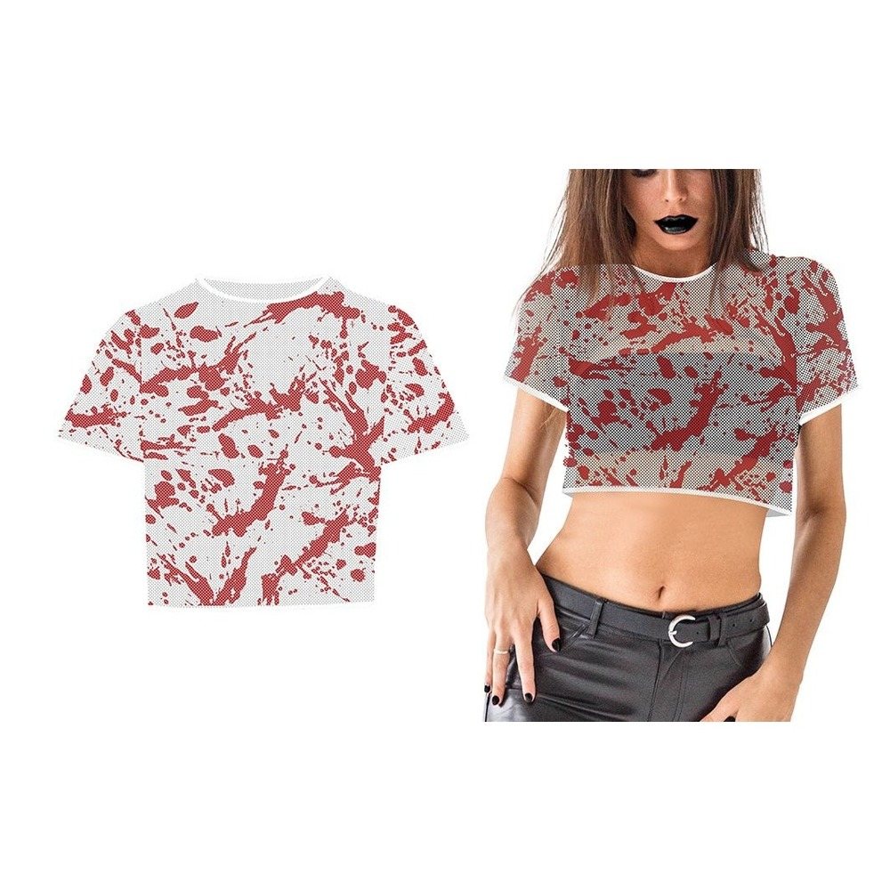 Blodig Net T-Shirt | Blodstænk Overdel - Beklædning - Temashop