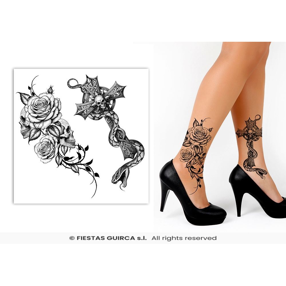 Skelet Tatovering (14,5 x 14,5 cm) | Skelet Tatoveringer - Makeup / Negle - Temashop