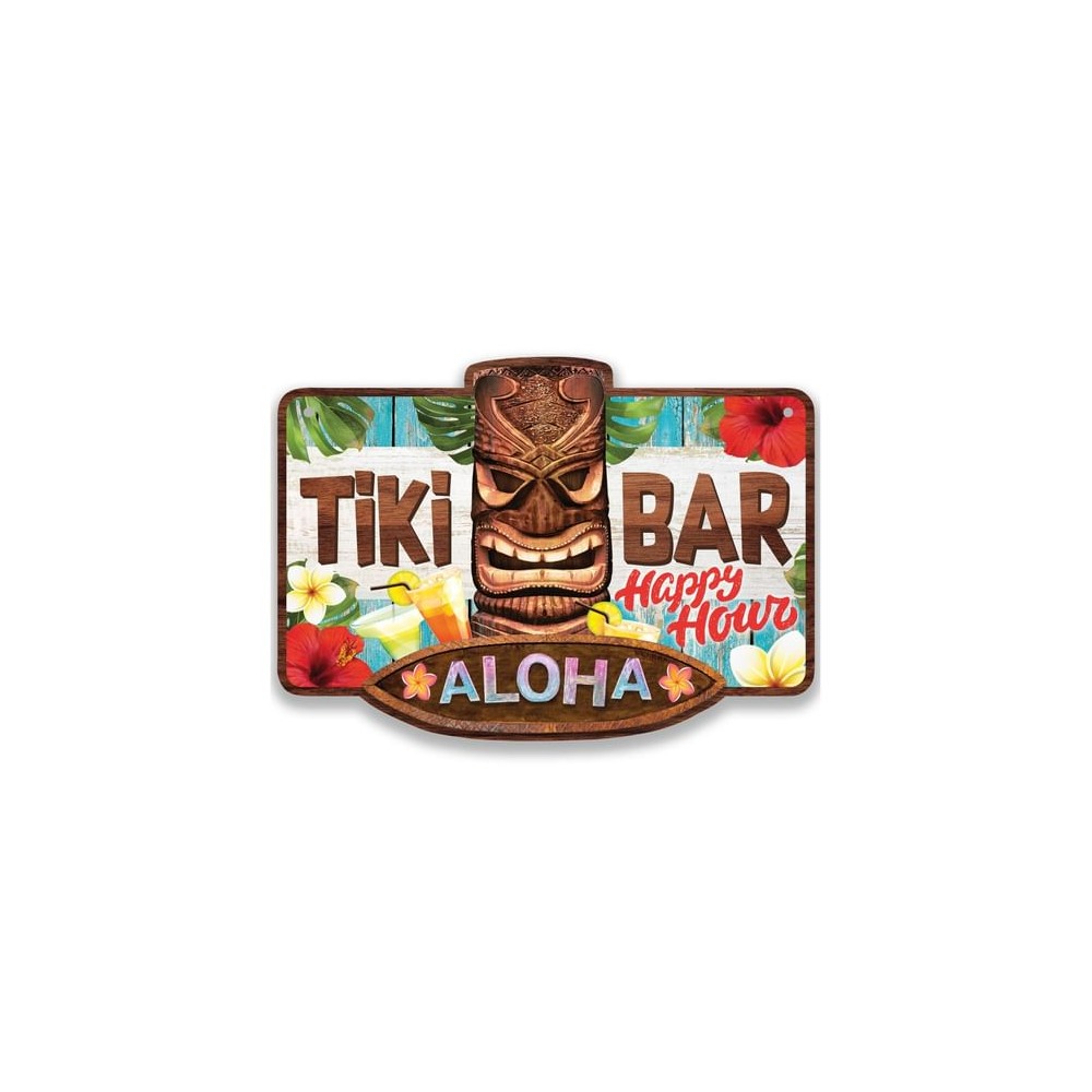 Tiki Bar Aloha Skilt - 1 stk (25 x 35 cm) | Hawaii Skilte - Temashop