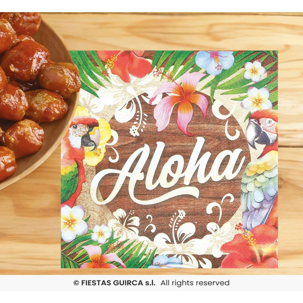 Aloha Servietter - 20 stk (16 x 16 cm) | Hawaii Servietter - Temashop