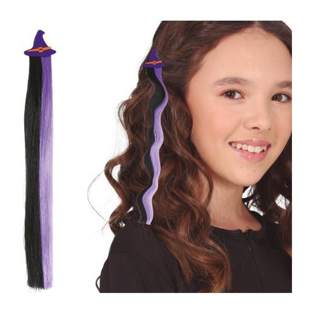 Heksehat Hårclips Lilla/Sort (40 cm) | Heks Hårclips - Hovedtilbehør - Temashop