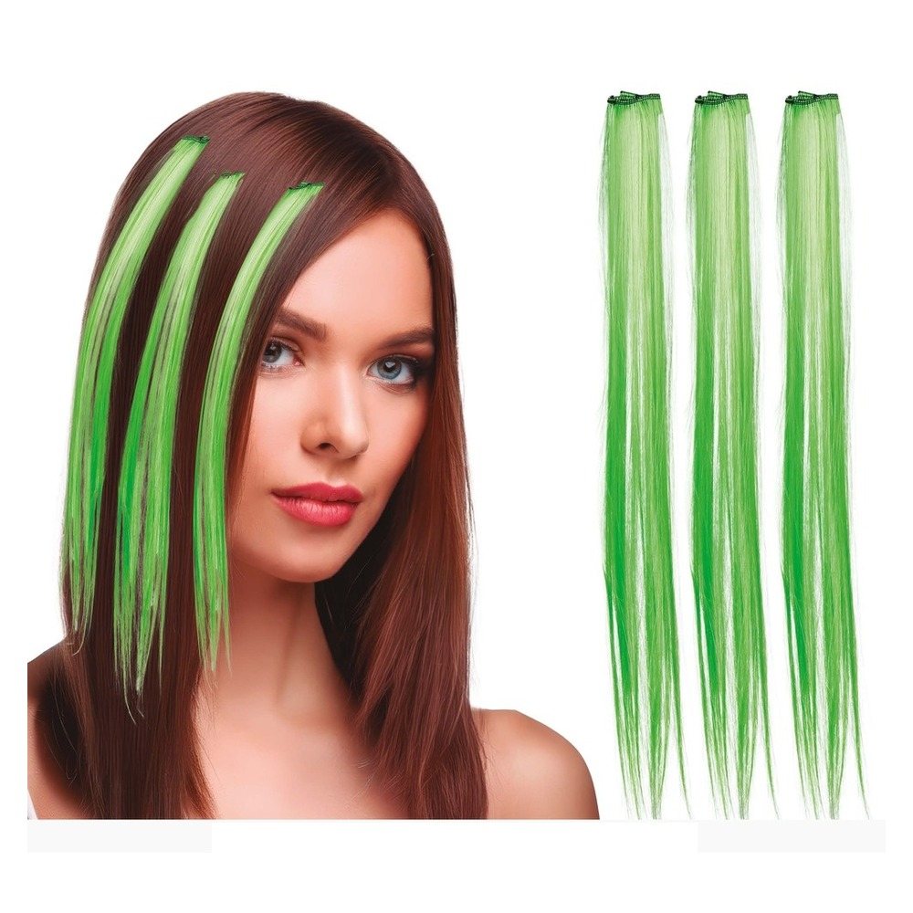 Grønne Hårextensions (50 cm) | Grønt tema Hårclips - Hovedtilbehør - Temashop