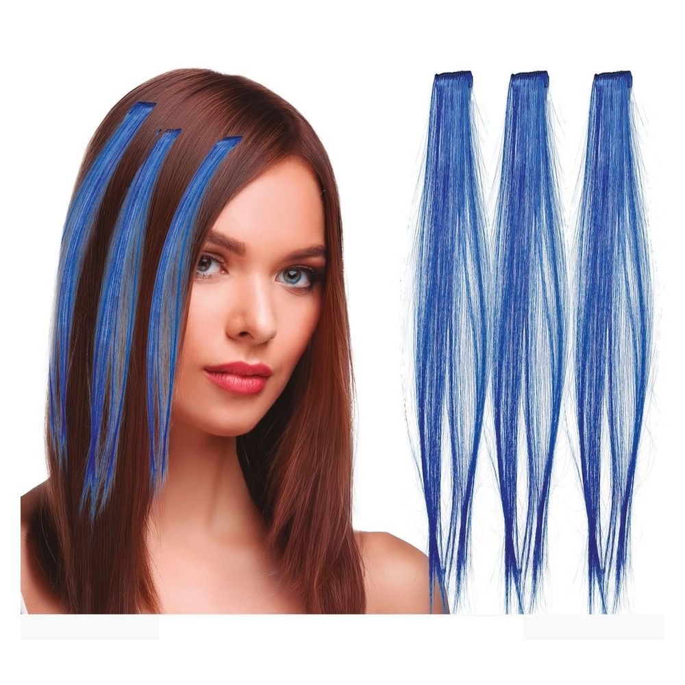 Hårextensions Blå (50 cm) | Blåt tema Hårclips - Hovedtilbehør - Temashop