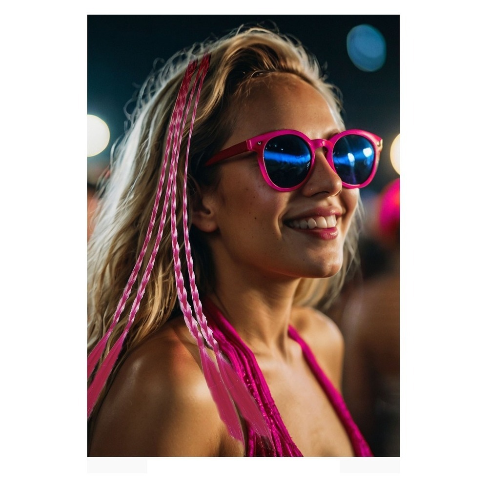 Flettede Hår Extensions Fuchsia (35 cm) | Pink tema Hårclips - Hovedtilbehør - Temashop