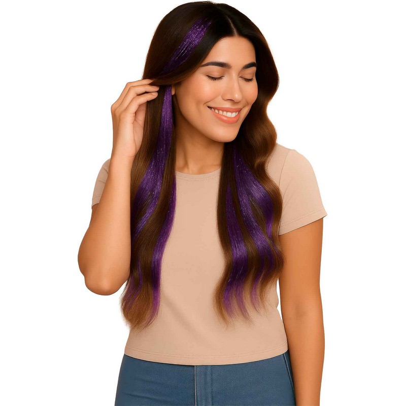 Glimmer Hår Extensions Lilla | Lilla tema Hårclips - Hovedtilbehør - Temashop