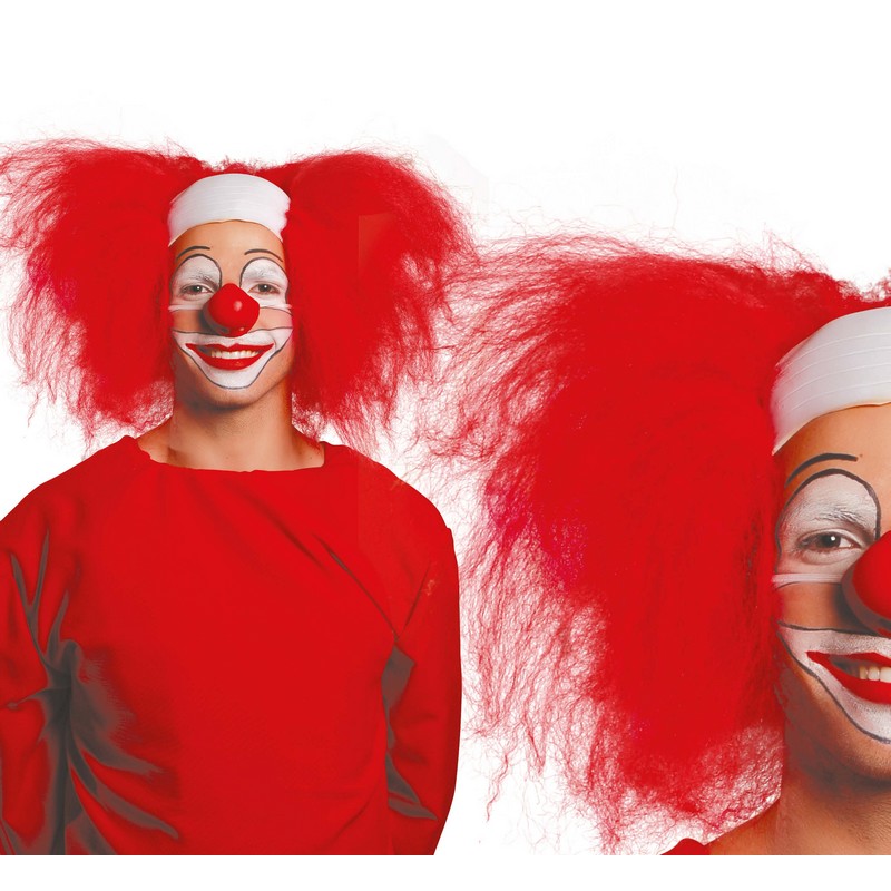 Skaldet Klovnehår Rød | Horror Clown Paryk - Hovedtilbehør - Temashop