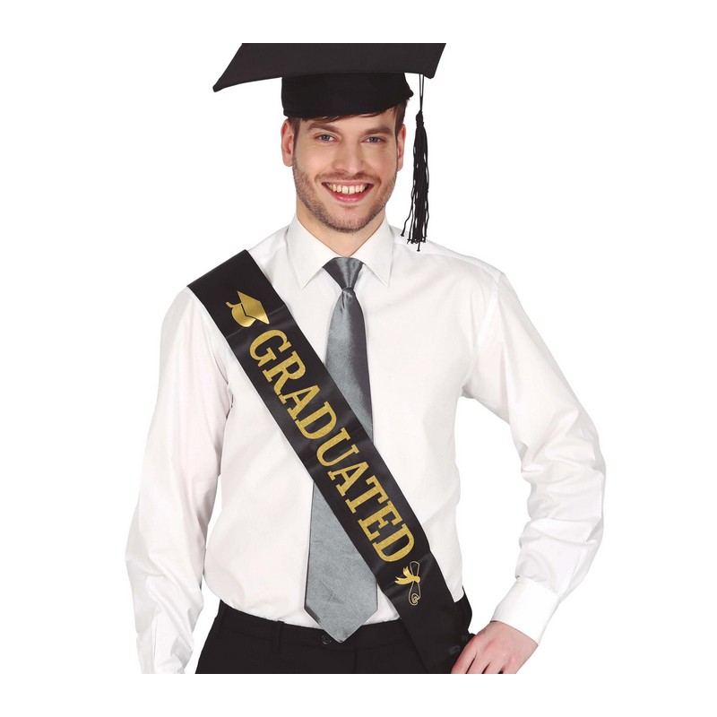 Graduated Skråbånd Sort | Studerende Skråbånd - Festtilbehør - Temashop