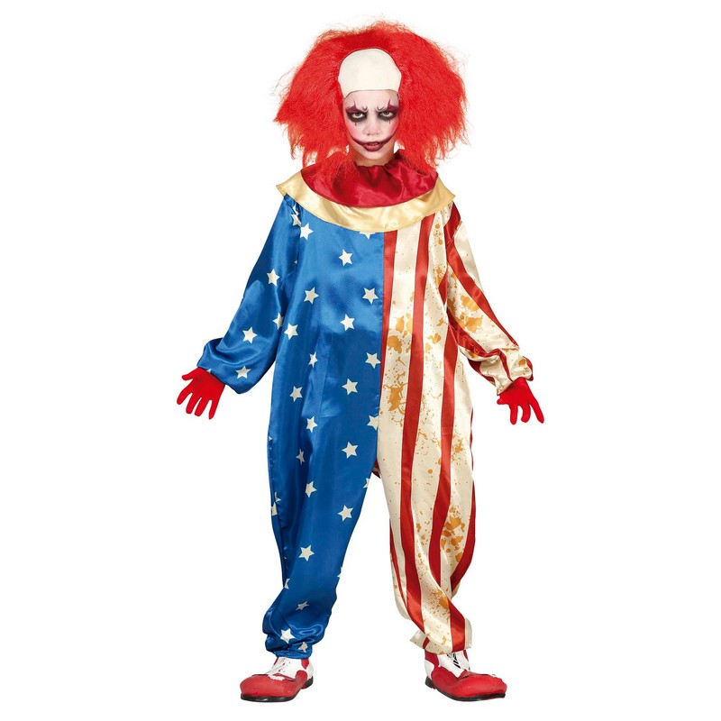 USA Horror Klovn Børnekostume - Halloween kostume til børn i størrelserne 110-152 | Horror Clown udklædning til børn - Temashop