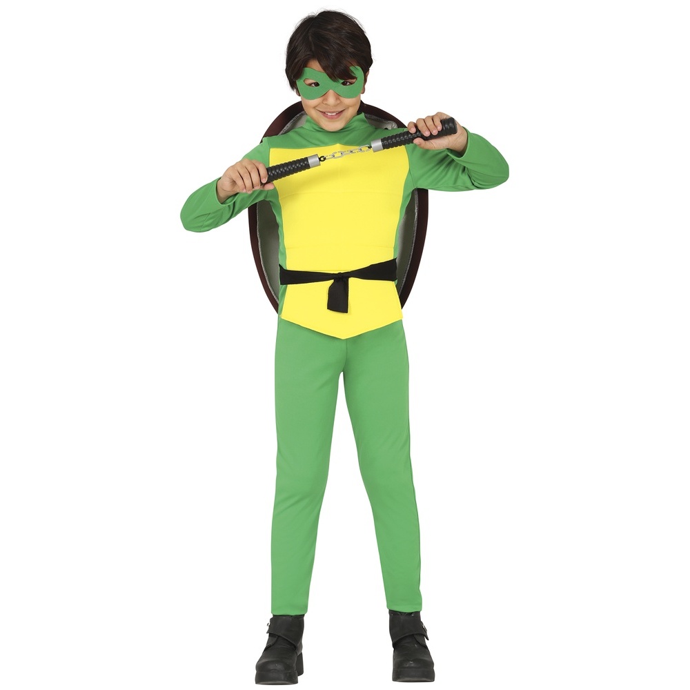 Ninja Skildpadde Børnekostume Grøn - Superhelte kostume til børn i størrelserne 110-152 | Teenage Mutant Ninja Turtles udklædning til børn - Temashop