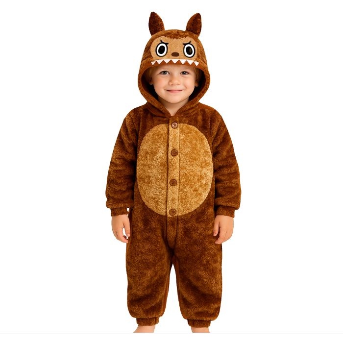 Lulu Monster Børnekostume Brun - Sjov kostume til børn i størrelserne 110-152 | Monster udklædning til børn - Temashop