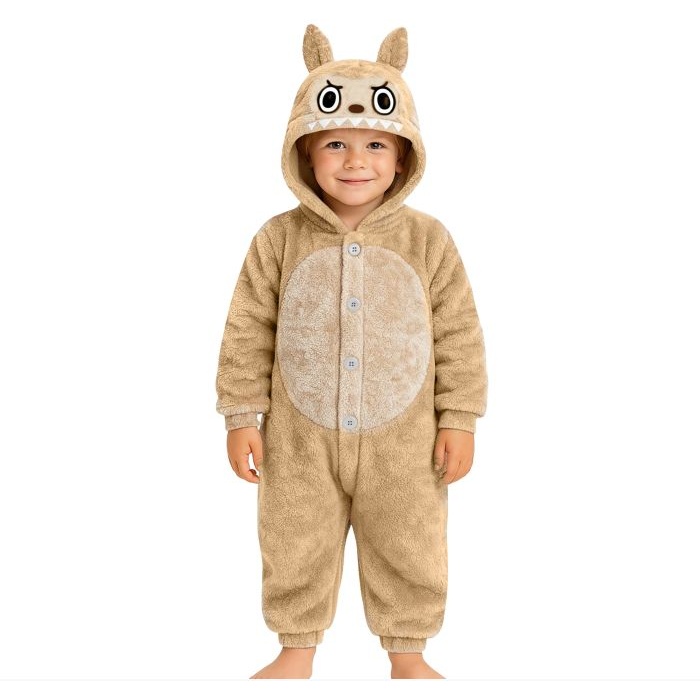 Lulu Monster Børnekostume Beige - Sjov kostume til børn i størrelserne 110-152 | Monster udklædning til børn - Temashop