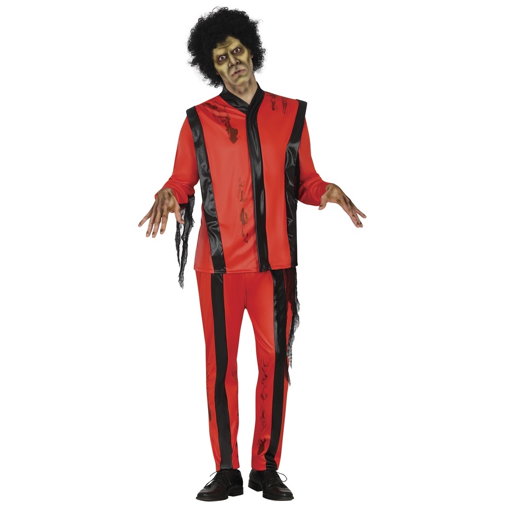 Dansende Pop Zombie Kostume Rød - Halloween kostume til voksne i størrelserne M-L | Zombie kostume til mænd - Temashop