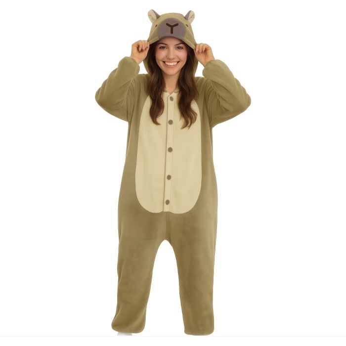 Kapivar Kostume Brun - Dyr kostume til voksne i størrelserne L | Gnaver kostume til kvinder - Temashop