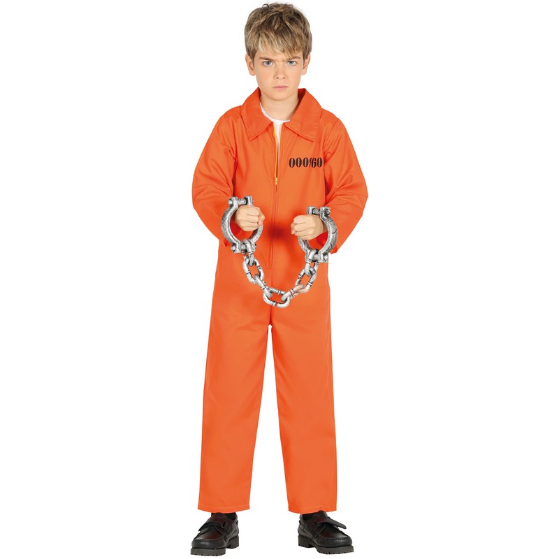 Fangedragt Børnekostume Orange - Professioner kostume til børn i størrelserne 98-152 | Fange udklædning til børn - Temashop