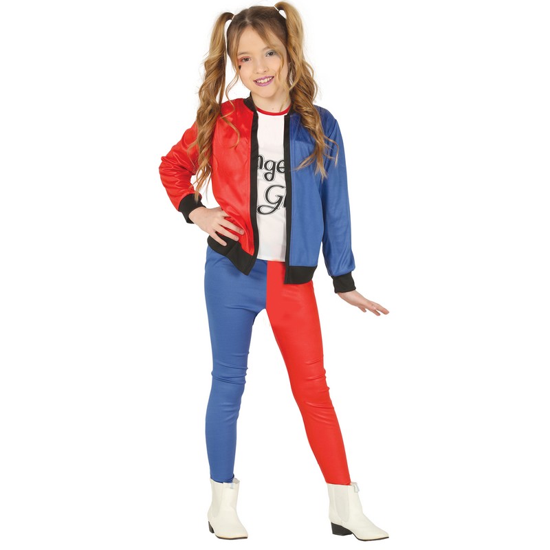 Crazy Harlekin Børnekostume - Superhelte kostume til børn i størrelserne 98-152 | Harley Quinn udklædning til børn - Temashop