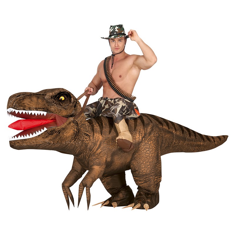 Oppusteligt Carry Me T-Rex Kostume | Dinosaurus kostume til mænd - Temashop
