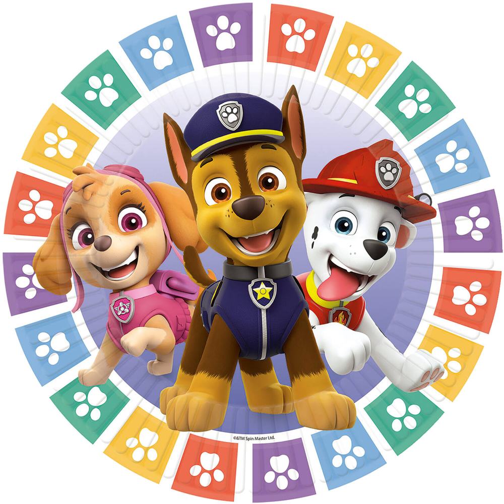 Paw Patrol Paptallerkener - 8 stk (Ø 18 cm) | Paw Patrol Tallerkner - Temashop
