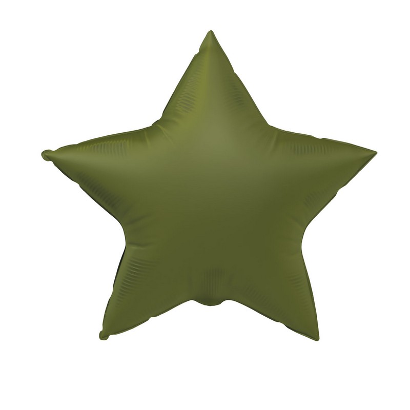 Stjerne Folieballon Olivengrøn - 1 stk (45 cm) | Grønt tema Folieballoner - Temashop