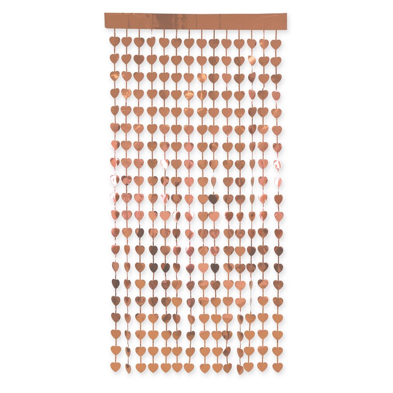 Hjerte Dørforhæng Rosaguld - 1 stk (2 x 1 m) | Rosaguld tema Forhæng - Temashop