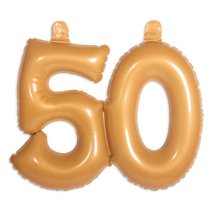 Oppusteligt 50-Tal Guld - 1 stk (45 x 35 cm) | 50 år Oppusteligt deko - Temashop