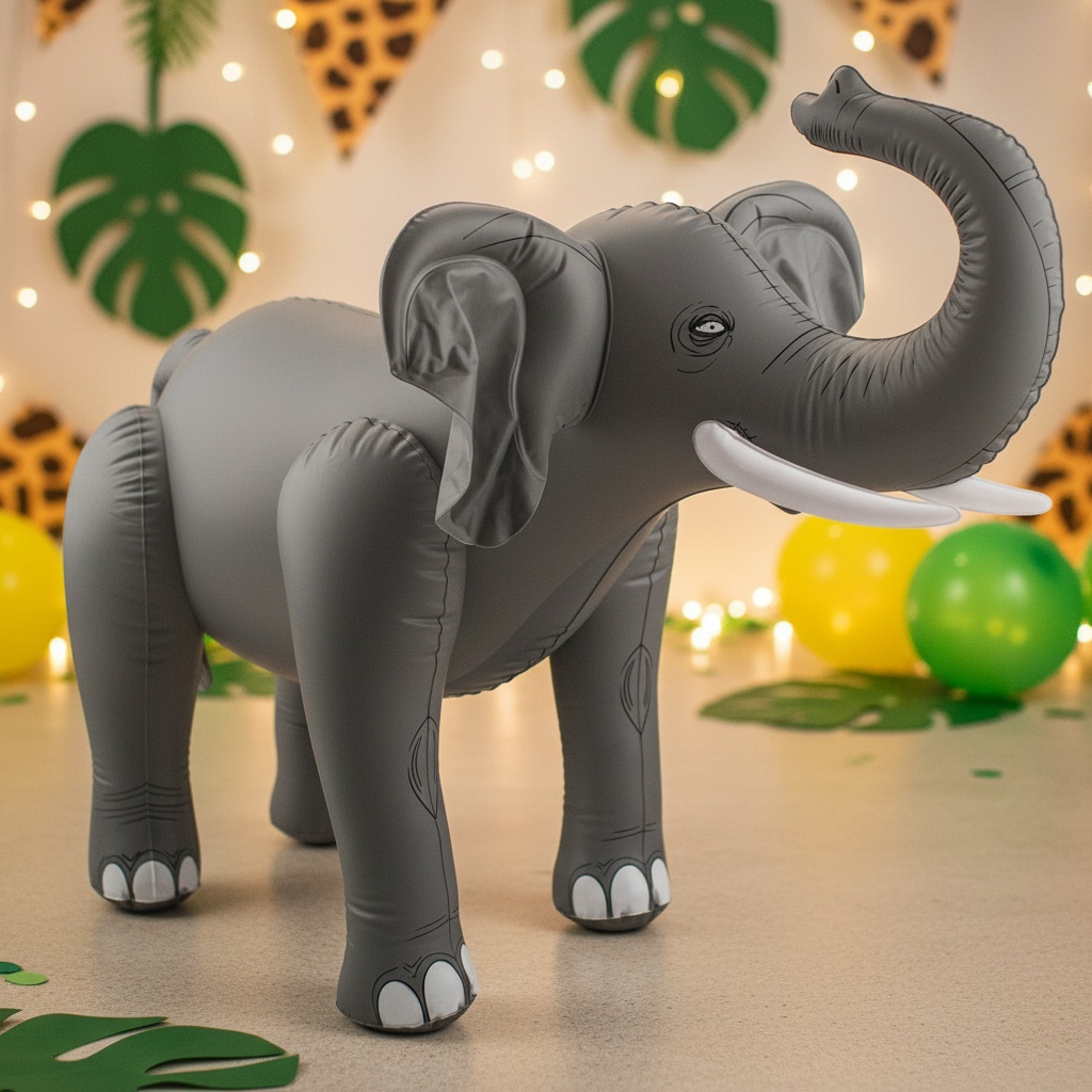 Oppustelig Elefant Grå - 1 stk (60 x 75 cm) | Elefant Oppusteligt deko - Temashop