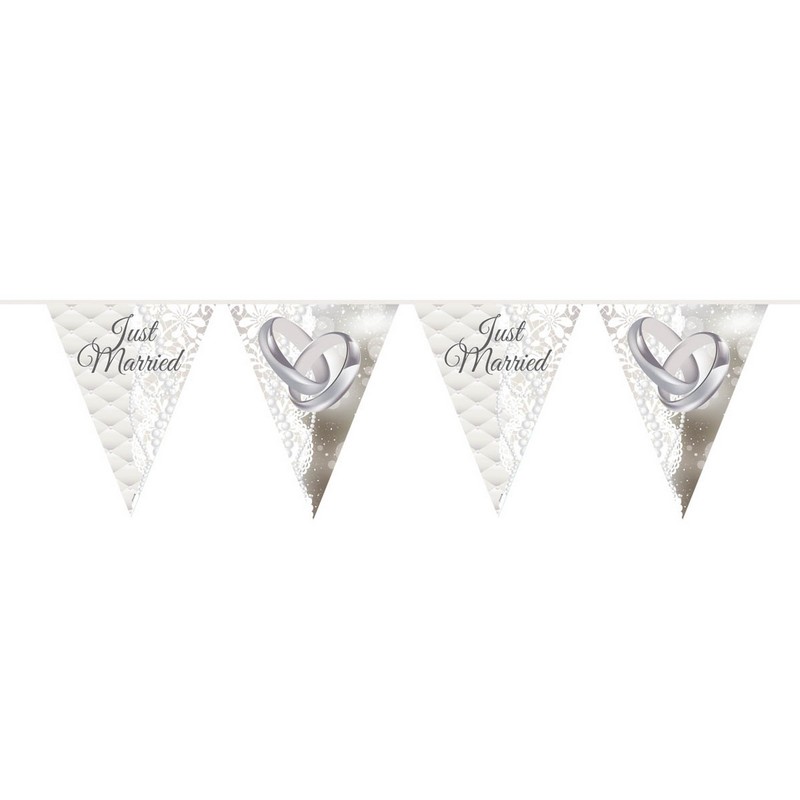 Just Married Vimpelguirlande Hvid