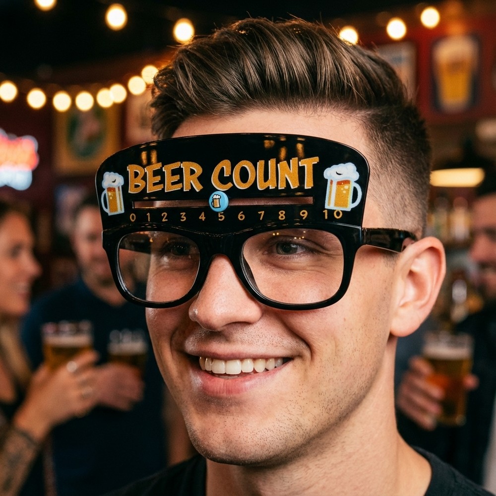 Beer Count Festbriller Sort (14,5 x 8 cm) | Drinks Briller - Hovedtilbehør - Temashop