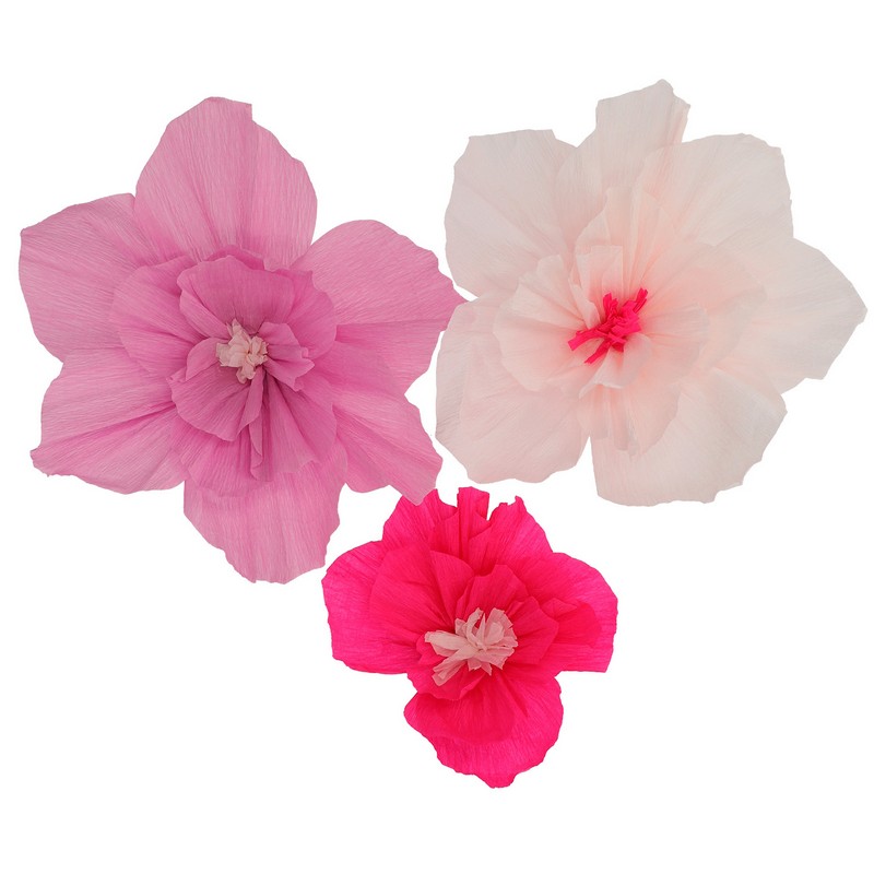 Crepe Papirblomster Pink Mix - 3 stk (20-30 cm) | Blomst Kunstige blomster - Temashop