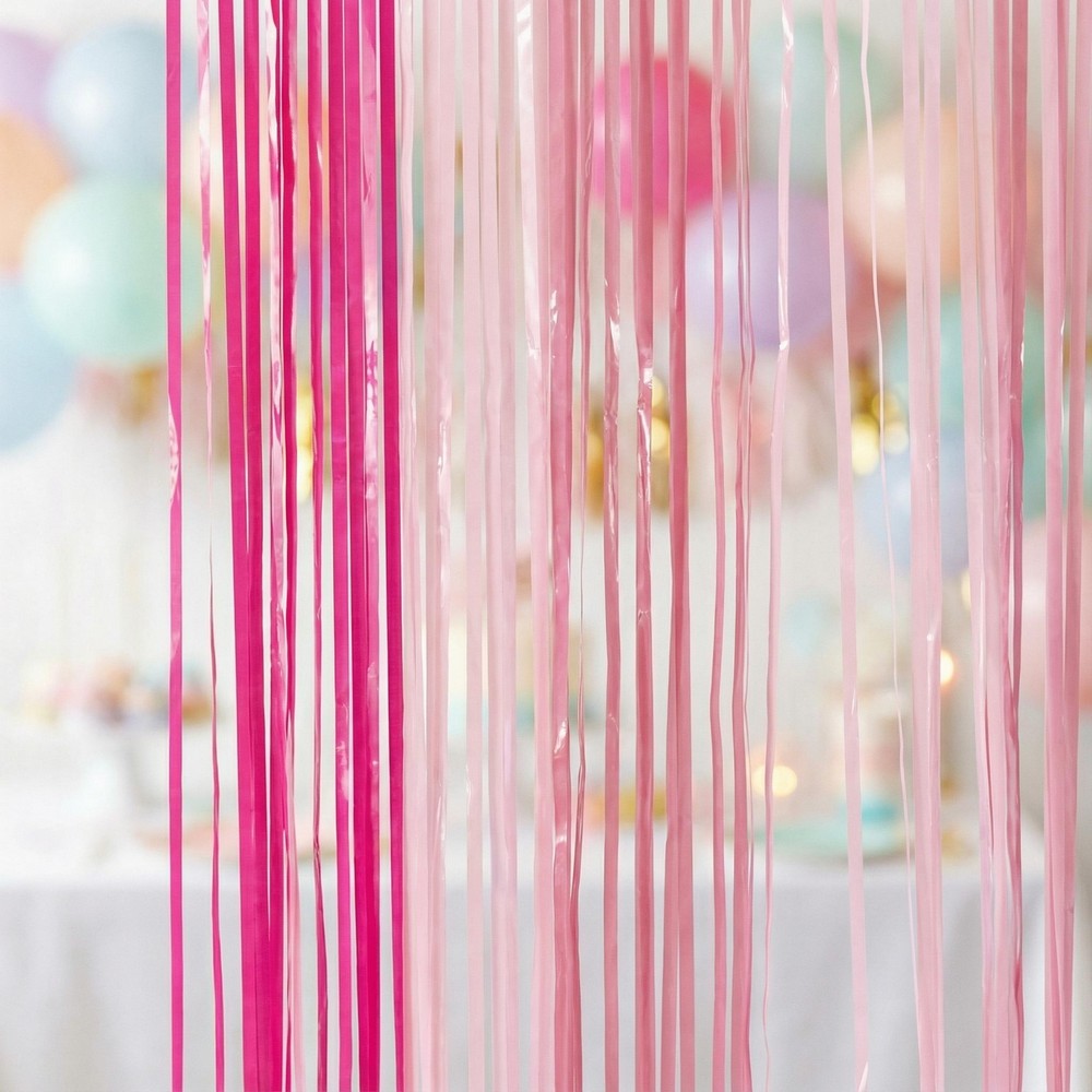 Frynseforhæng Pink Mix - 1 stk | Pink tema Forhæng - Temashop