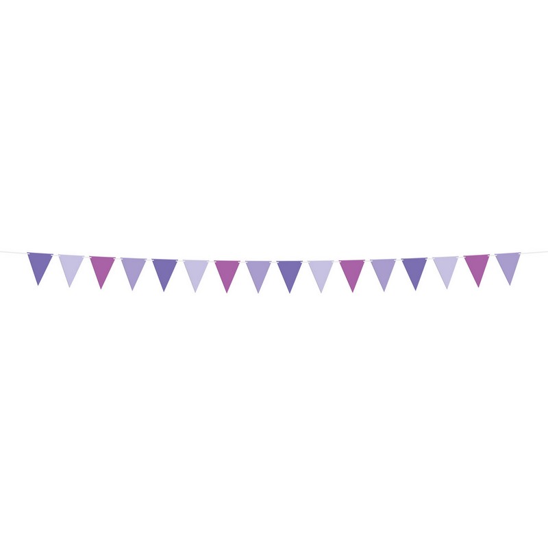 Posh Purple Vimpelguirlande - 1 stk (17 x 21 cm) | Lilla tema Guirlander - Temashop