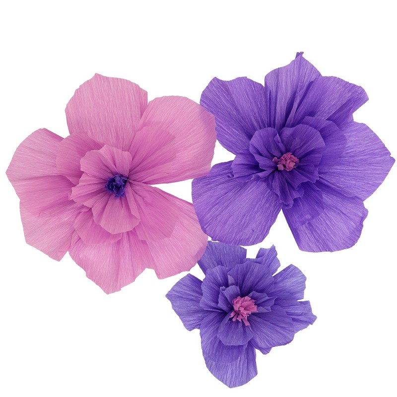 Crepe Papirblomster Lilla Mix - 3 stk (20 - 30 cm) | Blomst Kunstige blomster - Temashop