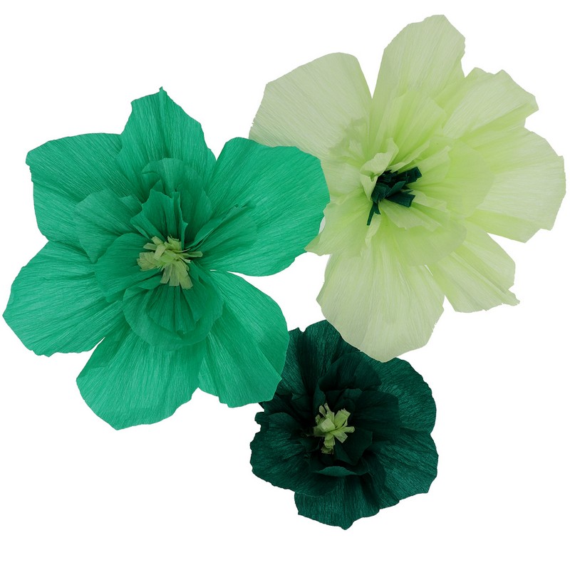 Crepe Papirblomster Grøn Mix - 3 stk (20 - 30 cm) | Blomst Kunstige blomster - Temashop