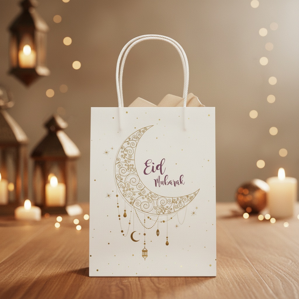 Eid Mubarak Gaveposer - 6 stk (20 x 10 x 27 cm) | Eid Poser / Goodiebags - Temashop