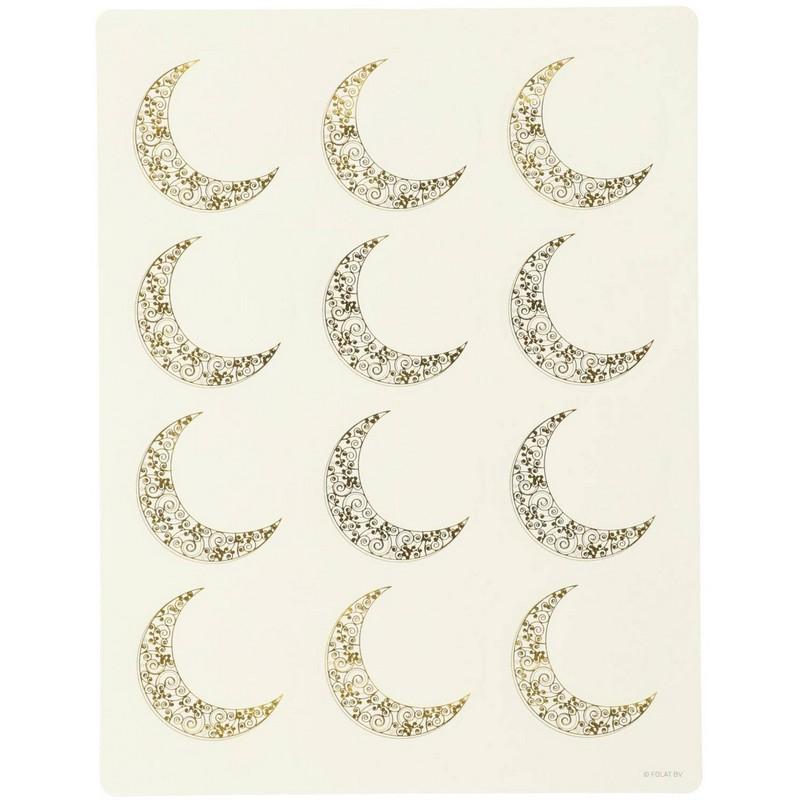 Eid Mubarak Måne Klistermærker - 12 stk (18 x 23,5 cm) | Eid Klistermærke - Temashop